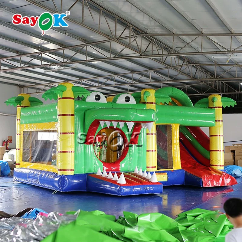 Professional Animal Theme Kids Playground Crocodile Water Bounce House Inflatable Bouncy Castle with Slide