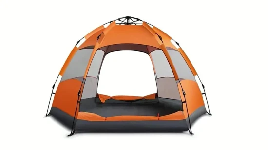 Tenda da campeggio manuale impermeabile economica con cupola esagonale per 3-4 persone